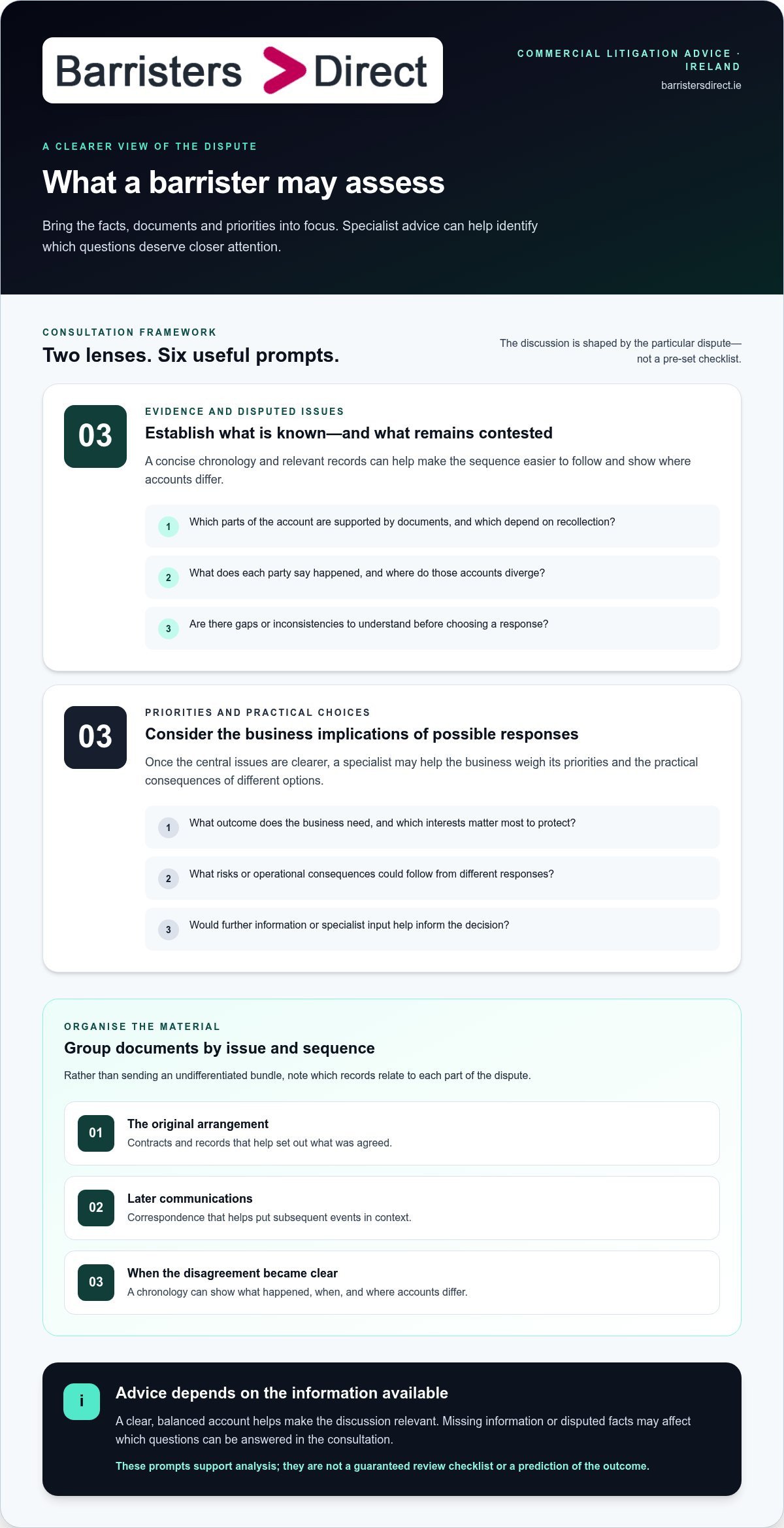 Commercial litigation advice find infographic
