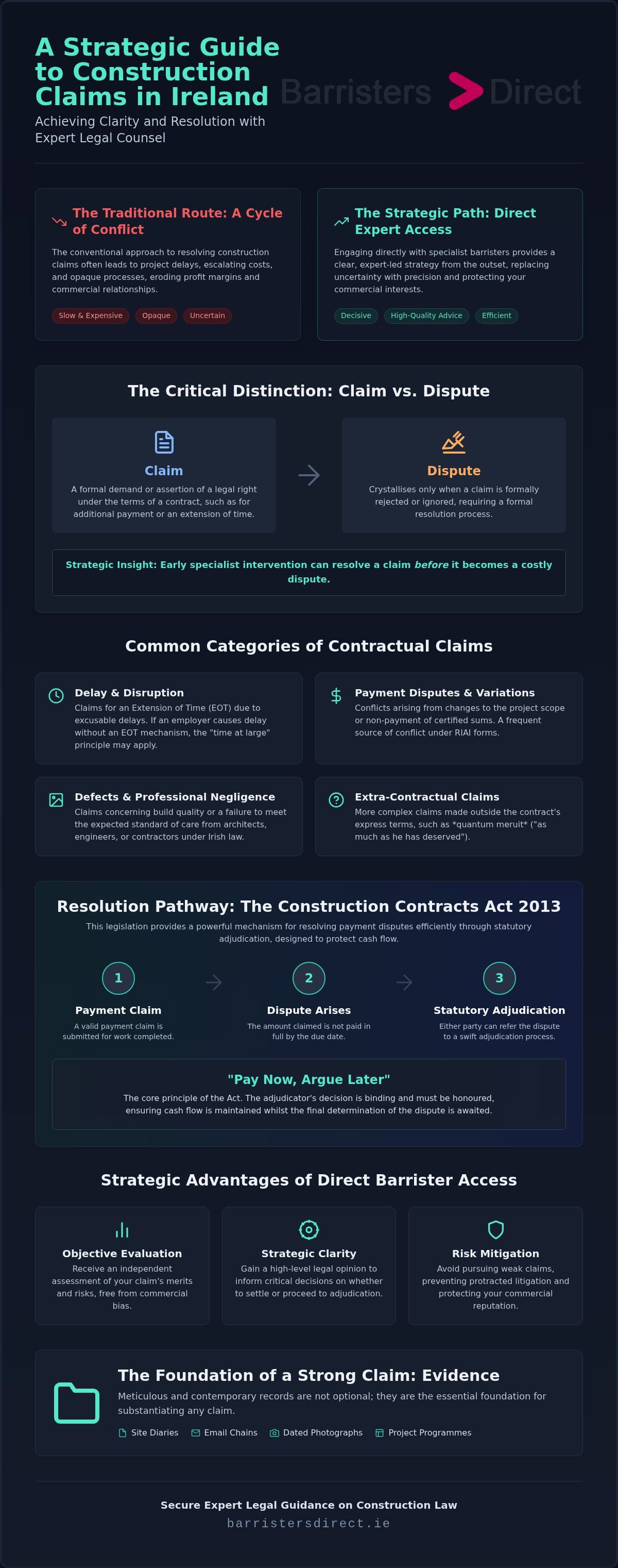 A Strategic Guide to Construction Claims in Ireland infographic