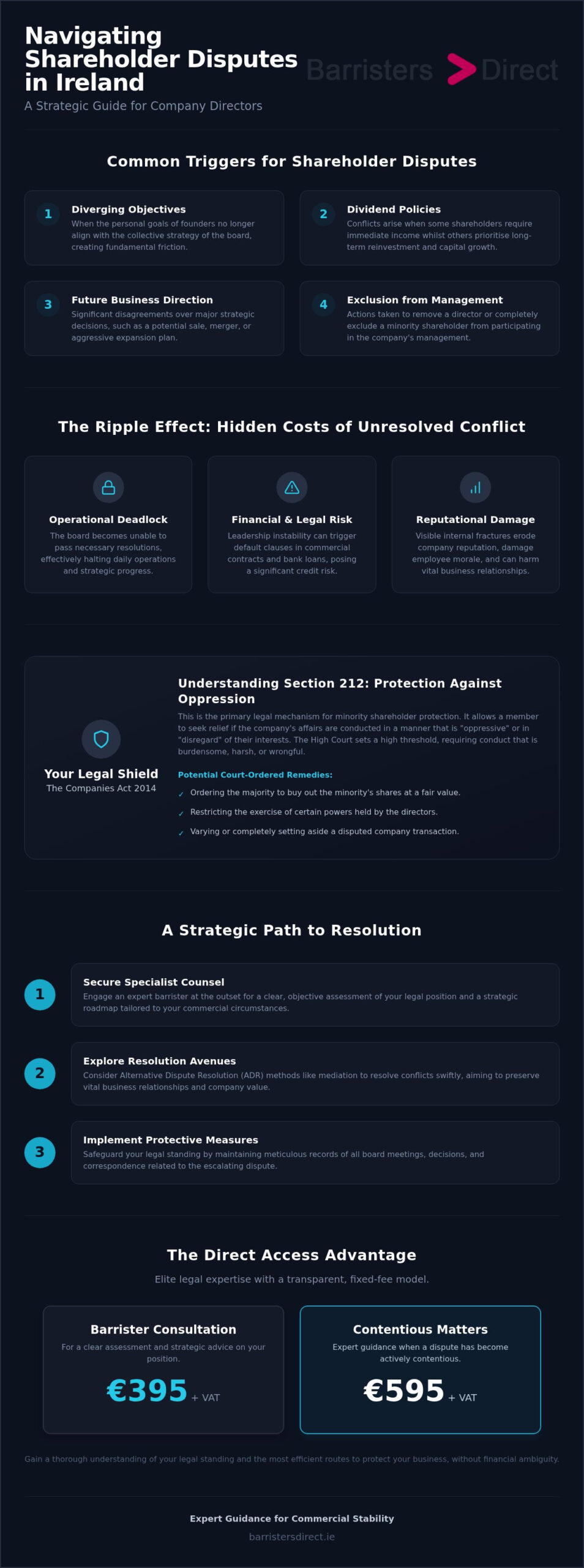 Shareholder Dispute Advice Ireland: A Strategic Legal Guide infographic