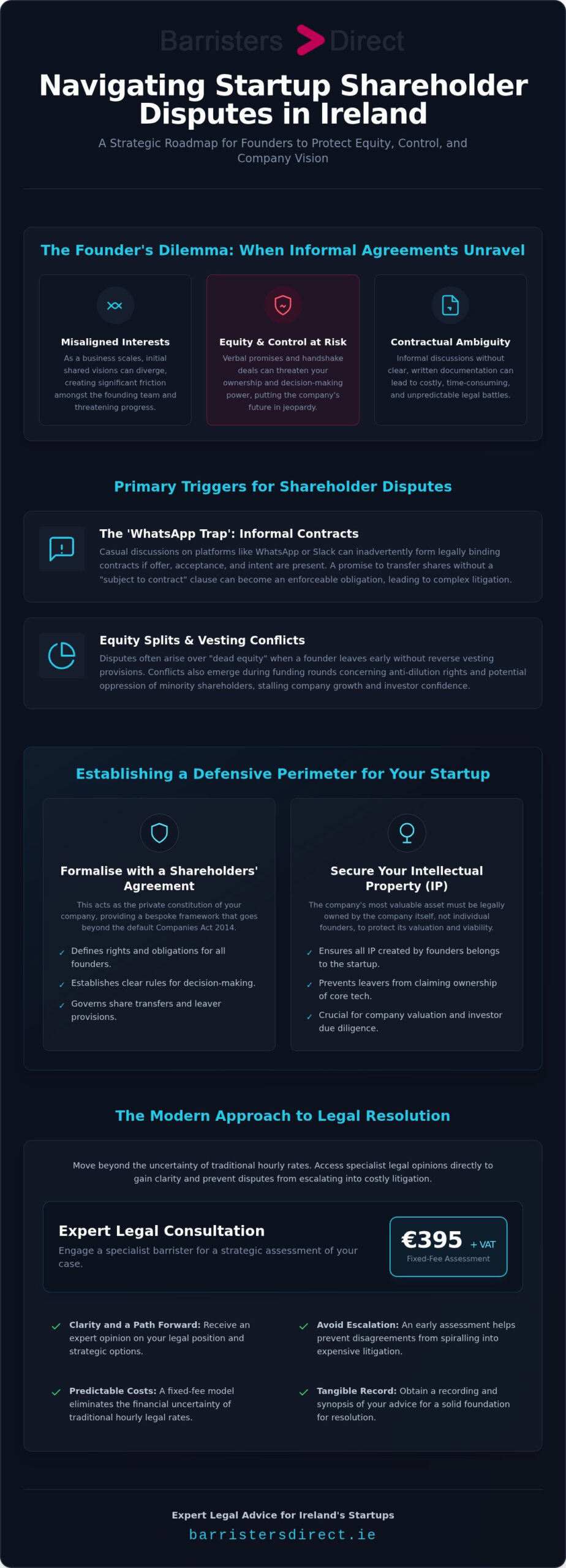 Navigating Startup Shareholder Disputes in Ireland infographic